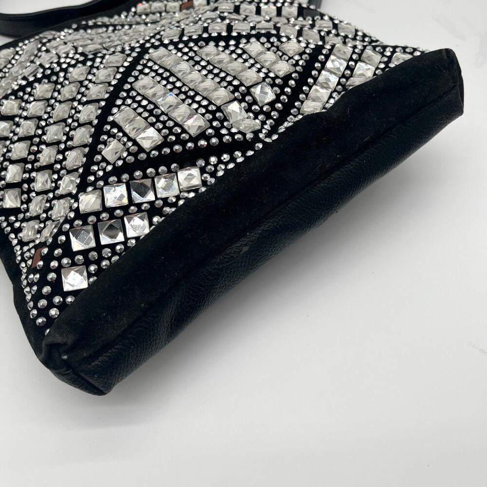 Vintage Punk Rock, Jeweled Evening Bag, Black Crossbody - Picture 4 of 6